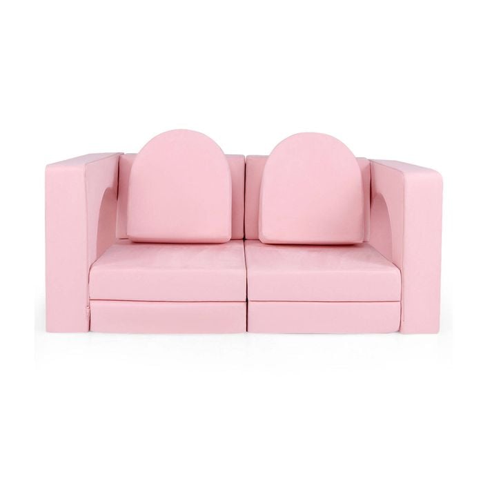 Costway 8pcs Kids Modular Play Sofa Convertible Foam Couch Set - Pink