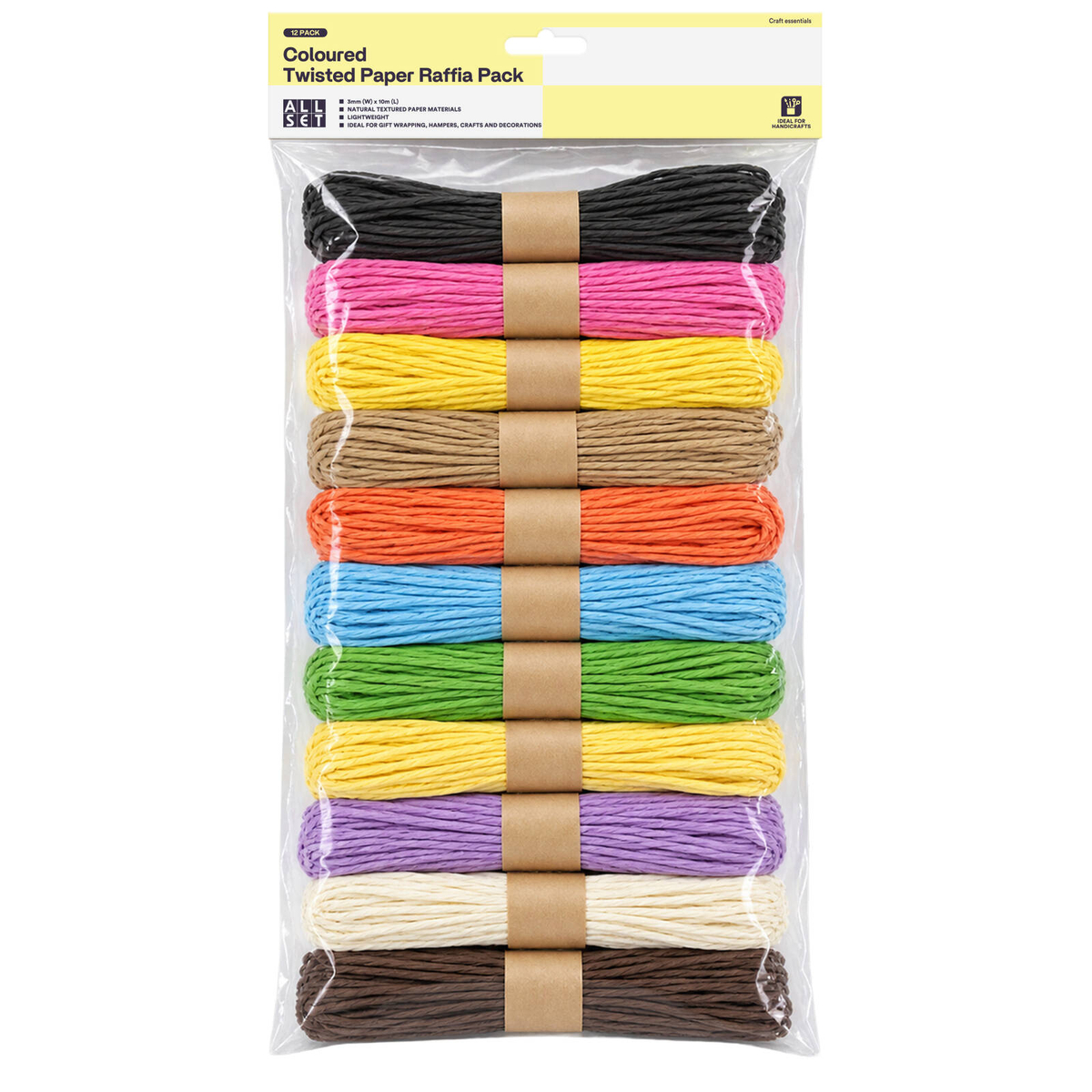 All Set Coloured Twisted Paper Raffia - 12 Pack - Bunnings Australia
