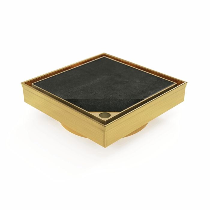 Forme 110 × 110mm Brushed Gold PVD Stainless Steel Tile Insert Floor Waste