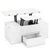 Costway Lift Top Coffee Table Center Table W/4 Storage Stool White