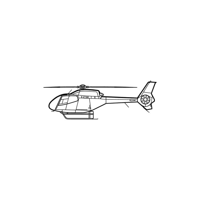 Ignite Laser Airbus Eurocopter EC120 Colibri - Light Utility Helicopter Silhouette Metal Wall Art Coated Black 23.6 inch - 60 cm
