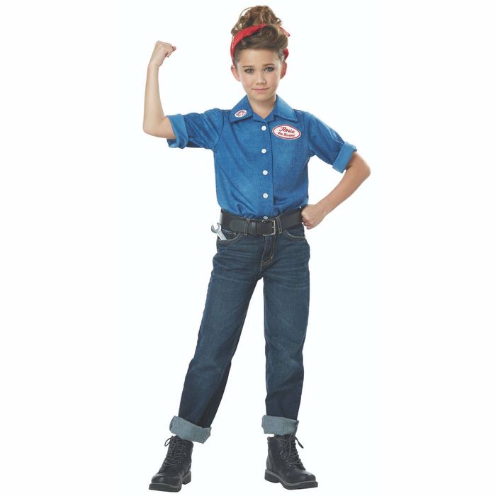 Rosie WW2 Female Workers 1940s Icon Vintage Child Girls Costume XL