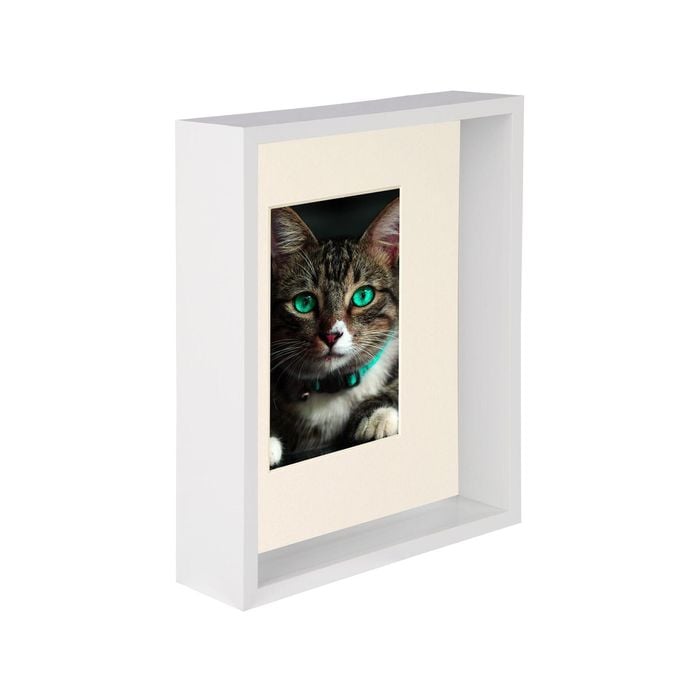 Nicola Spring 8" x 10" White 3D Deep Box Photo Frame - 4" x 6" Mount - Black