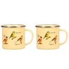2PK Esschert Design Enamel Mug Birds Coffee/Tea Drink Cup 0.5L Yellow