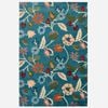 Designer Handmade Wool Rug-Botanical-Teal Blue/Multi-110x160cm