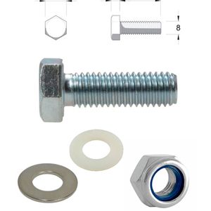 8x OZ8 Awning Set - M8 25mm hex head bolt, nut and washers