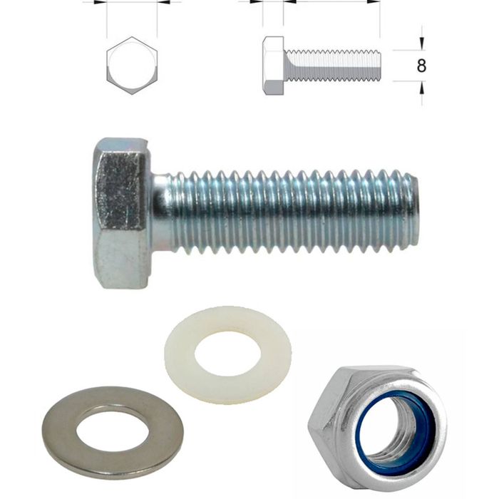 8x OZ8 Awning Set - M8 25mm hex head bolt, nut and washers