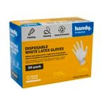 Handy White Disposable Latex Gloves - 50 Pack