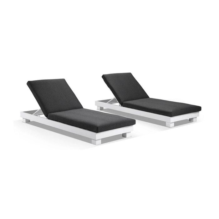Santorini Outdoor Aluminium Sun Lounge Set In White