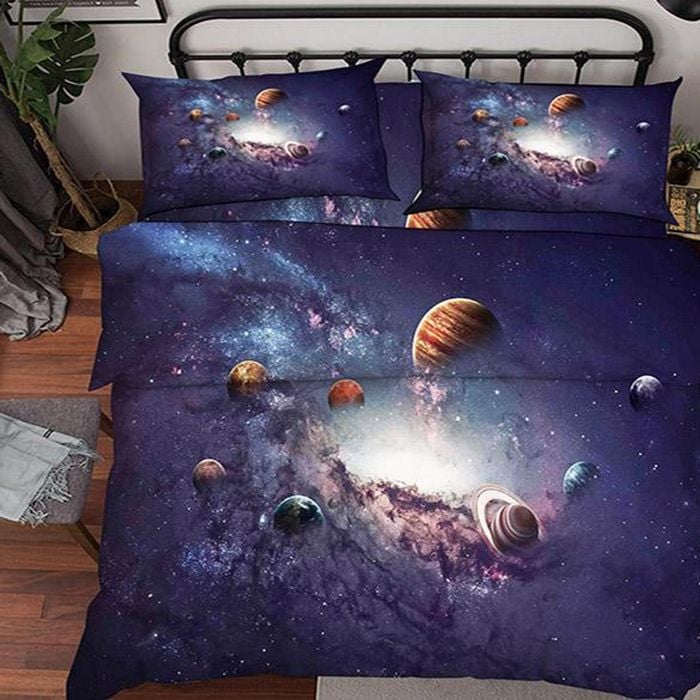 3D Space Planets 45 Bedding Set Pillowcases Quilt Duvet Cover Set Queen King