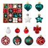 Catzon 64 Pcs Christmas Ornaments with Bow & Star & Heart Shaped Great for Holiday Party Decor-Set 3