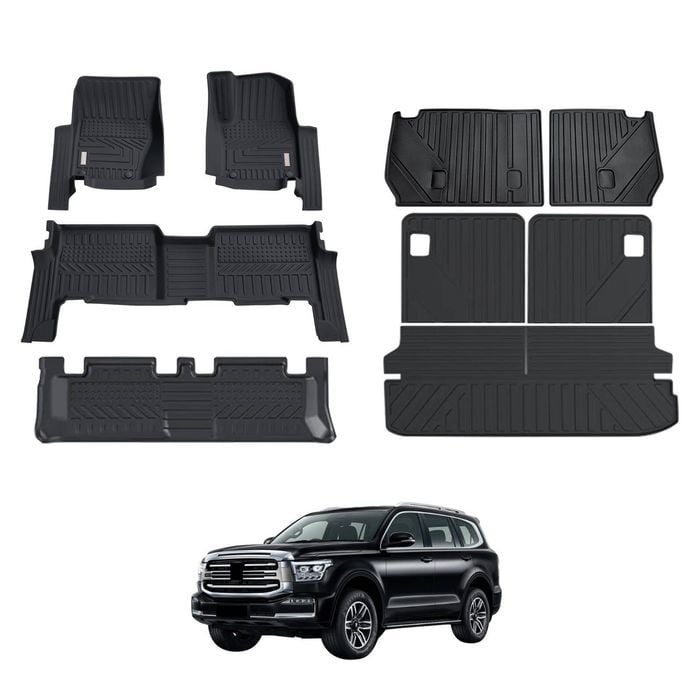 AUSGO Floor Mats Boot Liner Back Seat Protector Set for GWM Tank 500 7-Seat 2024-Onwards Floor Liners Cargo Mat Kick Mats