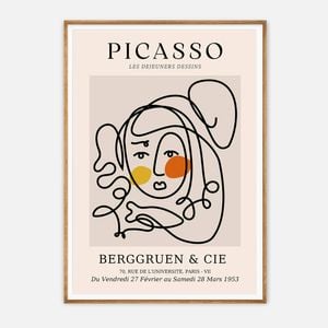 Galrie Picasso Les Dejeuners Dessins Art Print - Iconic Berggruen Exhibition Masterpiece, Wood Frame, 50 x 70cm (20 x 28inch)