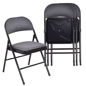Costway 4PCS Folding Fabric Dining Chair Portable Padded Seat Metal Frame