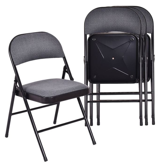 Costway 4PCS Folding Fabric Dining Chair Portable Padded Seat Metal Frame