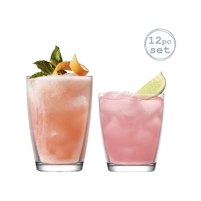 LAV Vega Highball Cocktail Tumbler Glasses + Water Tumblers - Set of 12