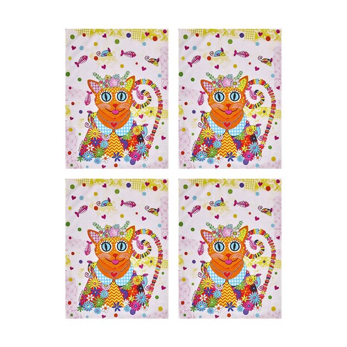 4x Maxwell & Williams Donna Sharam Kaleidoscope Tea Towel Ginger 50x70cm