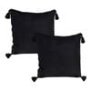 SOGA 2X 45CM Black Vintage Butterfly Velvet Throw Pillows with Tassels