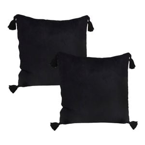 SOGA 2X 45CM Black Vintage Butterfly Velvet Throw Pillows with Tassels