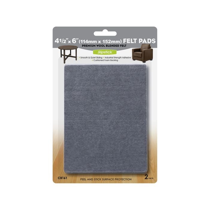 Slipstick 114 x 152mm Grey Heavy Duty Self Adhesive Floor Protection Felt Pads - 2 Pack