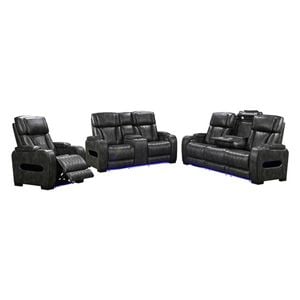 3R+2R+1R Electric Recliner LED Air Leather Dark Grey