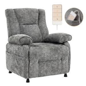 Advwin Electric Recliner Chair Lounge Armchair Comfy Sofa Chair w/ Remote & Side Pocket Grey