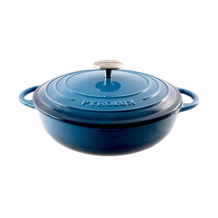 Pyrolux Pyrochef 24cm/2.5L Cast Iron Round Low Chef Pan w/ Lid Pot Ocean Blue