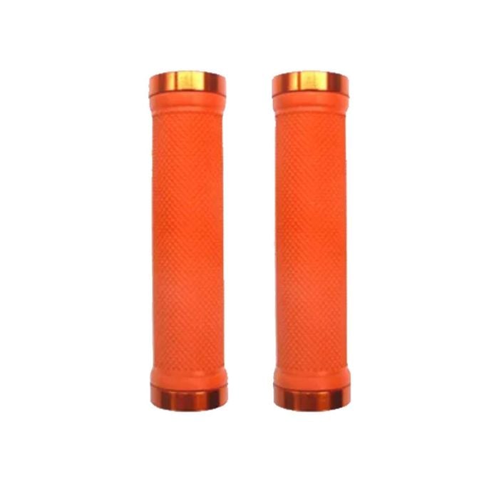 Trigram Lock-on Bike Grips Kraton Rubber 130mm with 2 side lock rings Orange