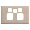 HPM Ghost Gum Linea Double Powerpoint Cover Plate with Extra Switch