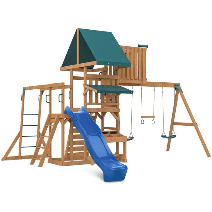 Lifespan Kids Walton Swing Set, Monkey Bars & Play Centre with 2.2m Blue Slide