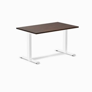 Desky Fixed Height Dark Walnut Rubberwood Desk 120x75cm White Leg