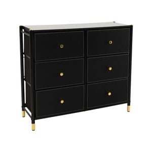 Costway Chest Of Drawers Storage Cabinet Tower Dresser Tallboy 6 Drawer Black