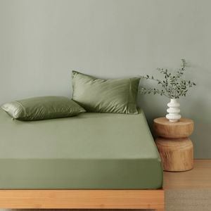 Natural Home Bamboo Fitted Sheet Set Eucalyptus King Single Bed