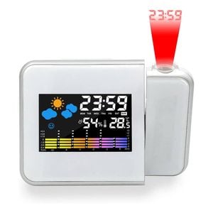 Catzon Projection Alarm Clock With Thermometer Hygrometer-white