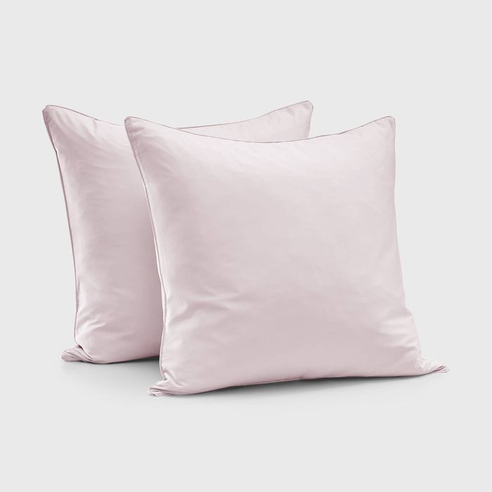 Dreamaker 400TC Premium Cotton Sateen Piped European Pillowcase Petal Twin Pack