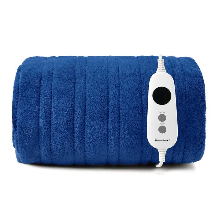 Dreamaker Kingston Coral Fleece Washable Electric Heated Throw Blanket Classic Blue 130x160cm | Overheat Protection & Auto-Off