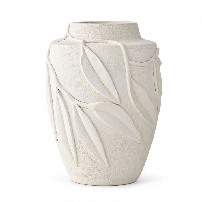 SK Designer Living | Elaraa Botanical Textured White Ceramic Decorative Vase | 32cm