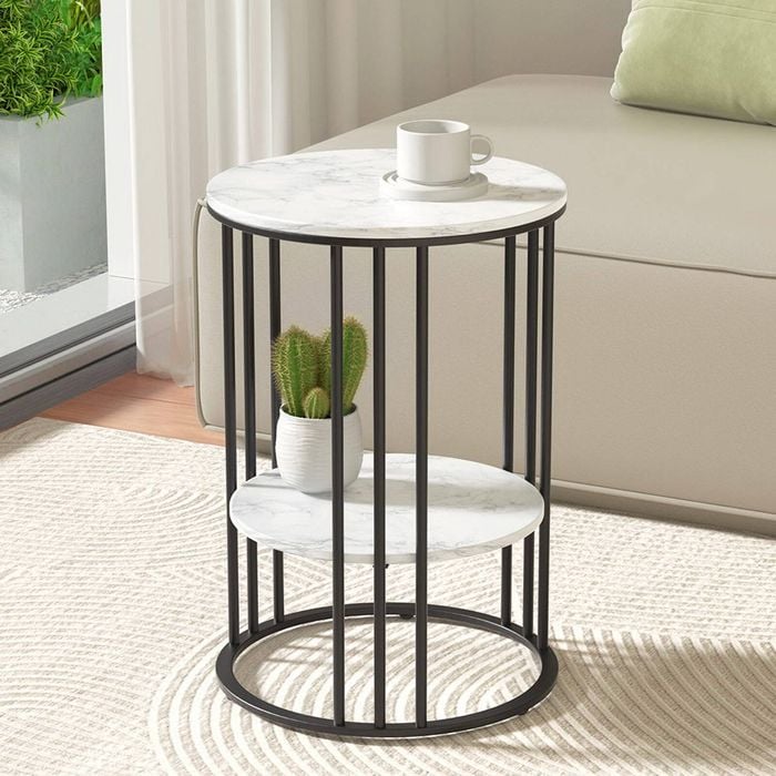 Artiss 40cm Coffee Table Marble White