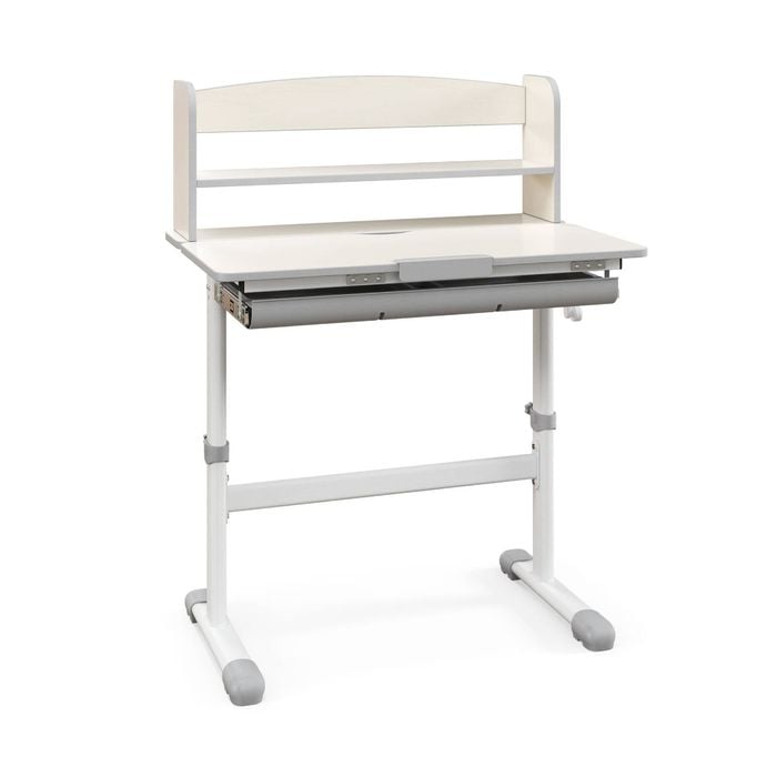 Costway Kids Study Desk Height Adjustable W/scale Ruler & Bookshelf Gtey