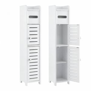 2x Artiss Bathroom Storage Cabinet 3-tier Slim White