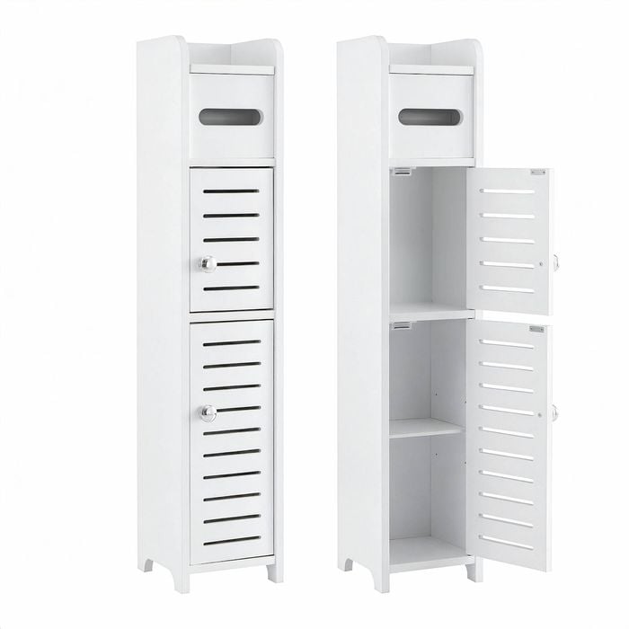 2x Artiss Bathroom Storage Cabinet 3-tier Slim White