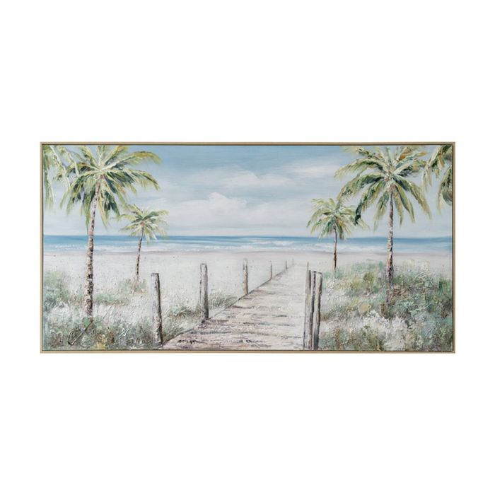 Urban Style Brushmarks Oil Painting Textured Artwork Palmtree Boardwalk 1425mm