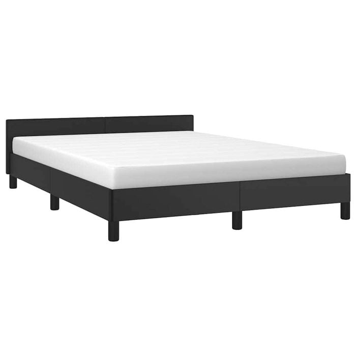 vidaXL Bed Frame Bed Base with Headboard Black 137x187 cm Double Faux Leather