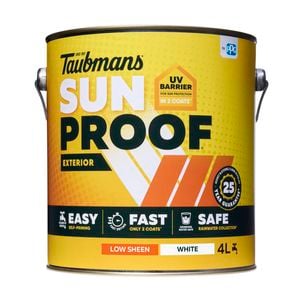 Taubmans 4L White Low Sheen Sunproof Exterior Paint