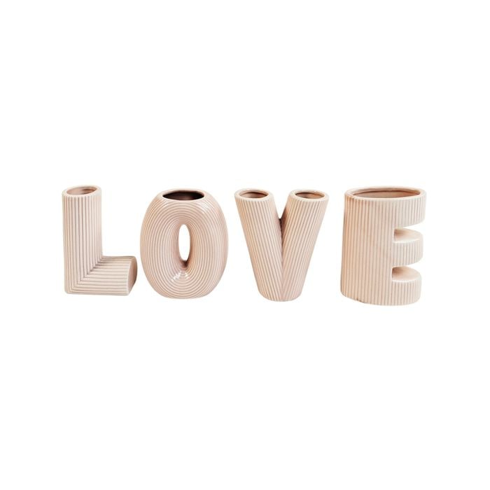 4pc Urban Love Letter 9.5cm Ceramic Flower Vase - Pink