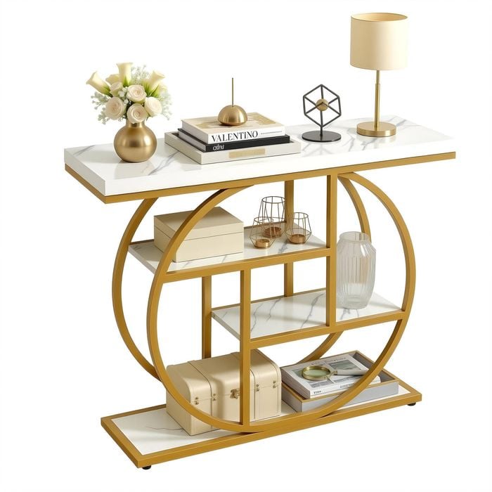 Artiss Console Table 4-tier 105cm White&gold