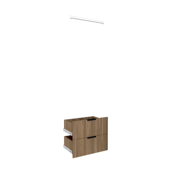 Lugna Cove 2 Drawer 1 Hangrail Insert Kit - To Suit 600 x 380mm Cabinet Shell