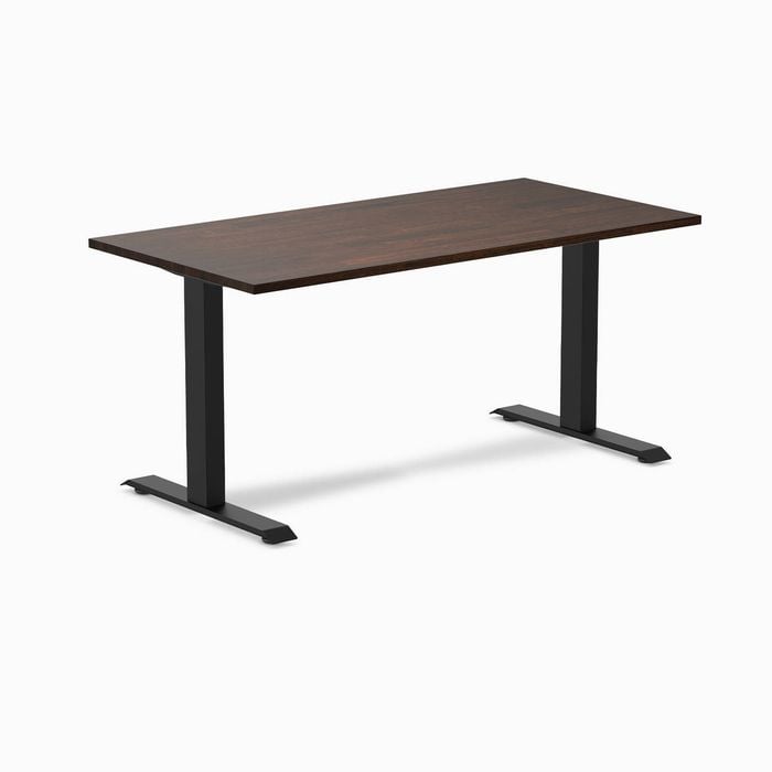 Desky Fixed Height Dark Walnut Rubberwood Desk 1500x750mm Matte Black Leg