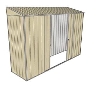 Build-a-Shed 3.0 x 0.8 x 2.0m Double Sliding Door Skillion Shed - Cream