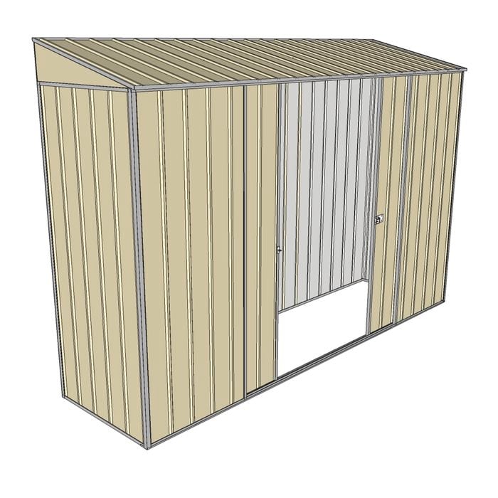 Build-a-Shed 3.0 x 0.8 x 2.0m Double Sliding Door Skillion Shed - Cream